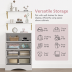 3 Dresser with Drawers & Floating Shelves with Open Storage