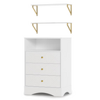 3 Dresser with Drawers & Floating Shelves with Open Storage