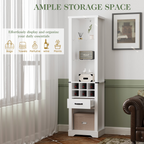 75'' Tall Storage Cabinet with LED Light,Pantry Wine Storage Rack