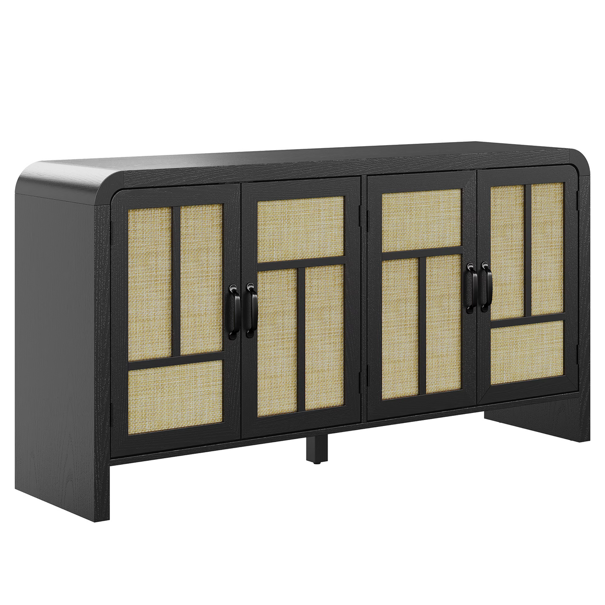 59'' Boho Rattan Sideboard Buffet Cabinet with Storage 4 Doors