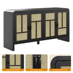 59'' Boho Rattan Sideboard Buffet Cabinet with Storage 4 Doors