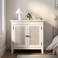 Storage Buffet Cabinet with Rattan Doors Adjustable Shelf,Beige