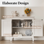 Storage Buffet Cabinet with Rattan Doors Adjustable Shelf,Beige