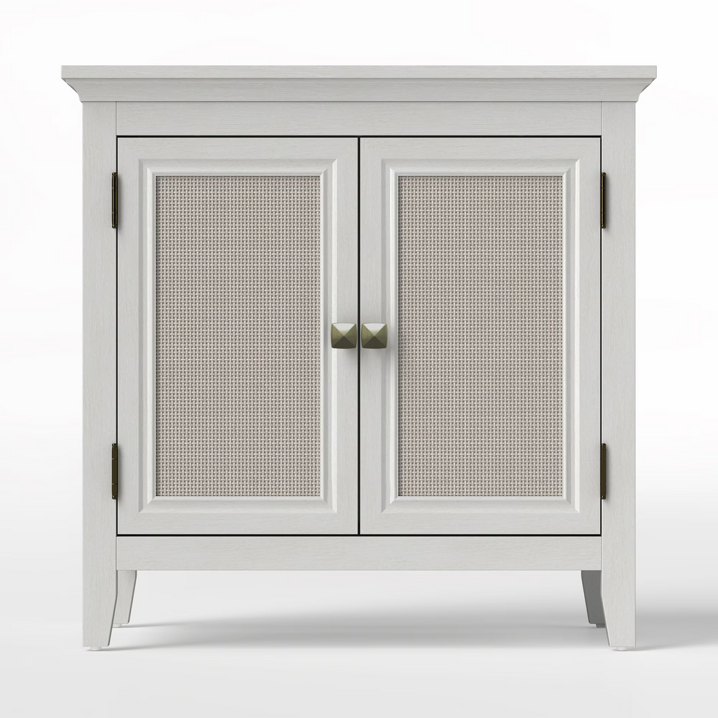 Storage Buffet Cabinet with Rattan Doors Adjustable Shelf,Beige