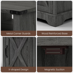 LED Lights Farmhouse Wooden End Table with Charging Station