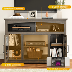 55'' Farmhouse TV Stand with Glass Doors & LED Lights