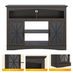 55'' Farmhouse TV Stand with Glass Doors & LED Lights