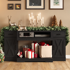 75''TV Stands with Adjustable Shelves & Double-Door