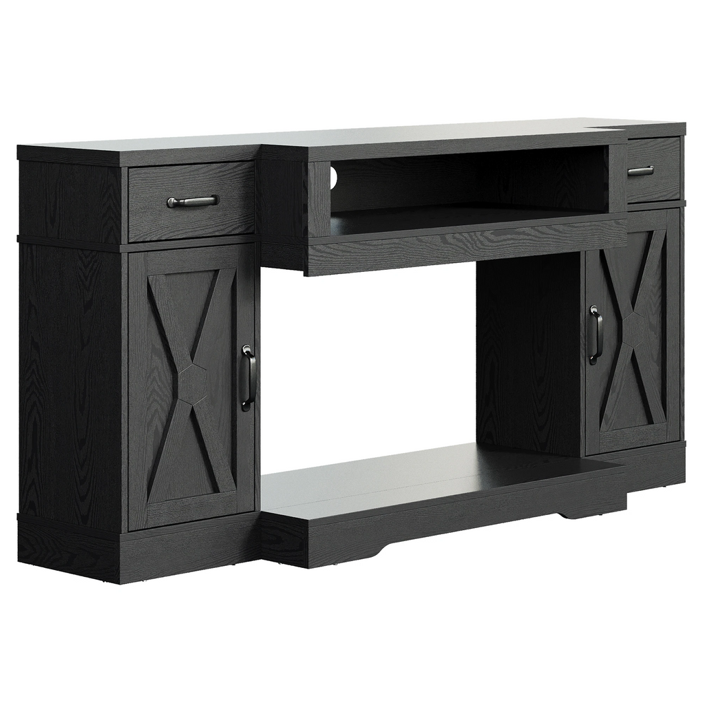 75''TV Stands with Adjustable Shelves & Double-Door