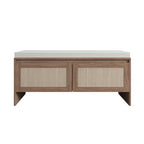 PP Rattan Storage Bench with Cushion,Shoe Cabinet with 2 Doors