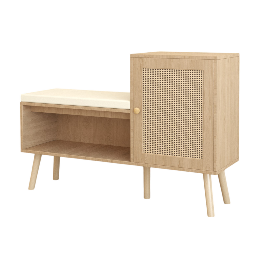 2-in-1 Shoe Cabinet Storage Bench with Removable Seat Cushion