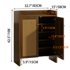 42.5" Rattan Shoe Cabinet with Door,6-Tier with Adjustable Shelve